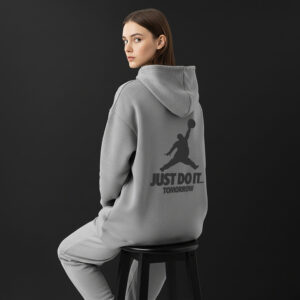 Grey "Just Do It Tomorrow" Pullover Hoodie