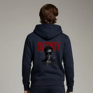 Men's Navy Blue Daddy Graphic Zip-Up Hoodie