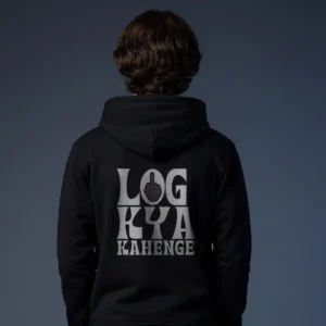 "Log Kya Kahenge" Black Pull-Over Hoodie Men