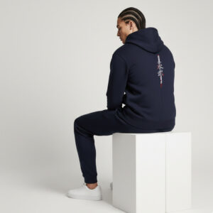 Navy Blue Japanese Katana Full Zip-Up Hoodie