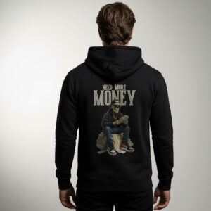 Black "Need More Money" Skeleton Pullover Hoodie