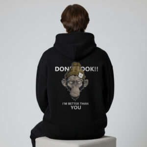 Black "Don't Look" Monkey Pullover Hoodie